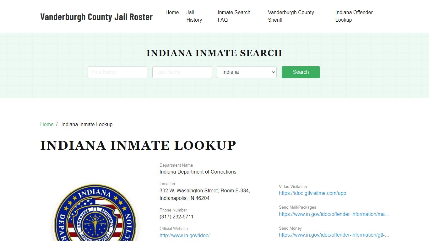 Indiana Inmate Search, Jail Rosters